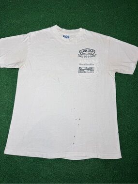 Vintage 80s Ron Jon Surf Shop T-shirt, Pocket Tee Shark Week Vacation (Large)